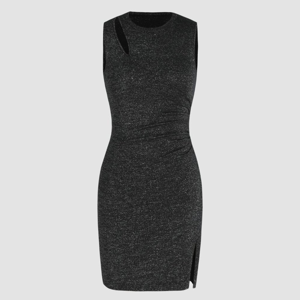 Knit Glitter Cut Out Split Mini Dress